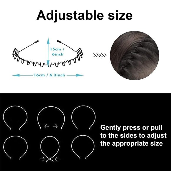 ⚡Men D-New 3pcs Metal Fashion Unisex Wavy Outdoor Sports Simple Elastic Headband - Picture 2 of 6